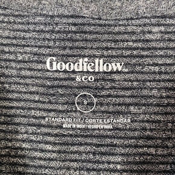 Goodfellow Target Grey & Black Striped Standard Fit Tshirt - Picture 3 of 4